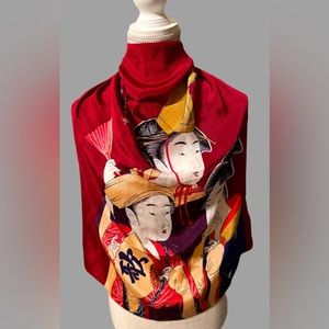 Vintage Japanese ladies fabric art / scarf